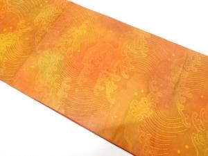 引箔　荒波模様織り出し　開き名古屋帯（額縁仕立て）